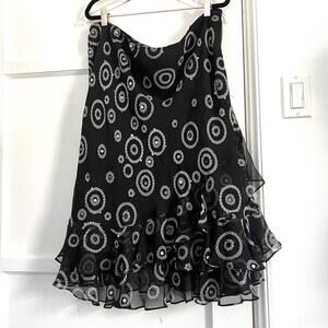 Alfani Woman 18W Plus Size 100% Silk Skirt Black White Circle Print Boho Y2K